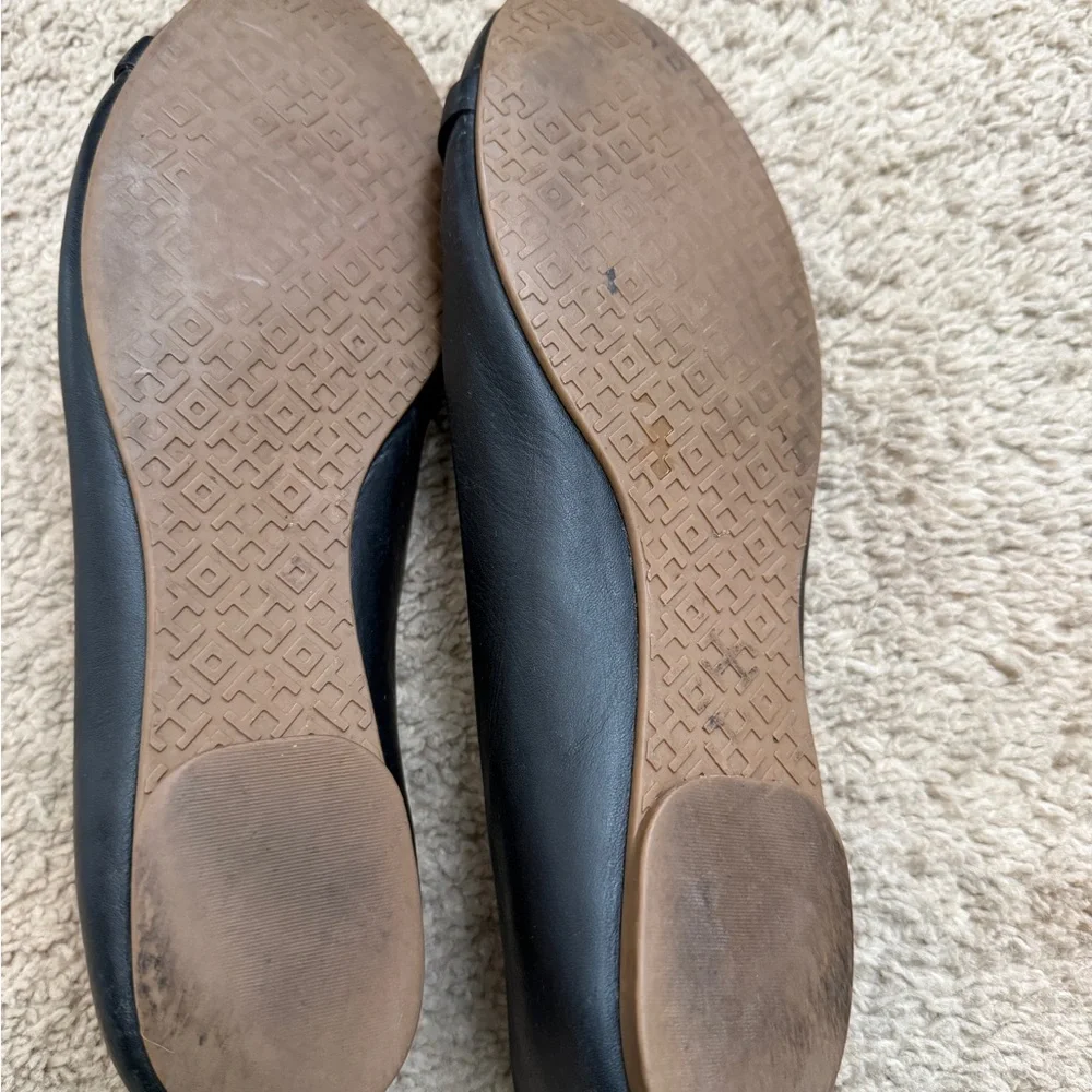 Tory Burch Miller Black Leather Flats - Picture 2 of 8